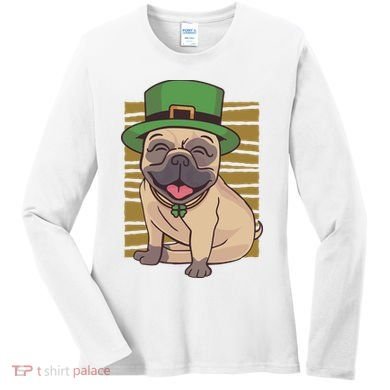 St Patricks Day Pug Women's Long Sleeve Shirt