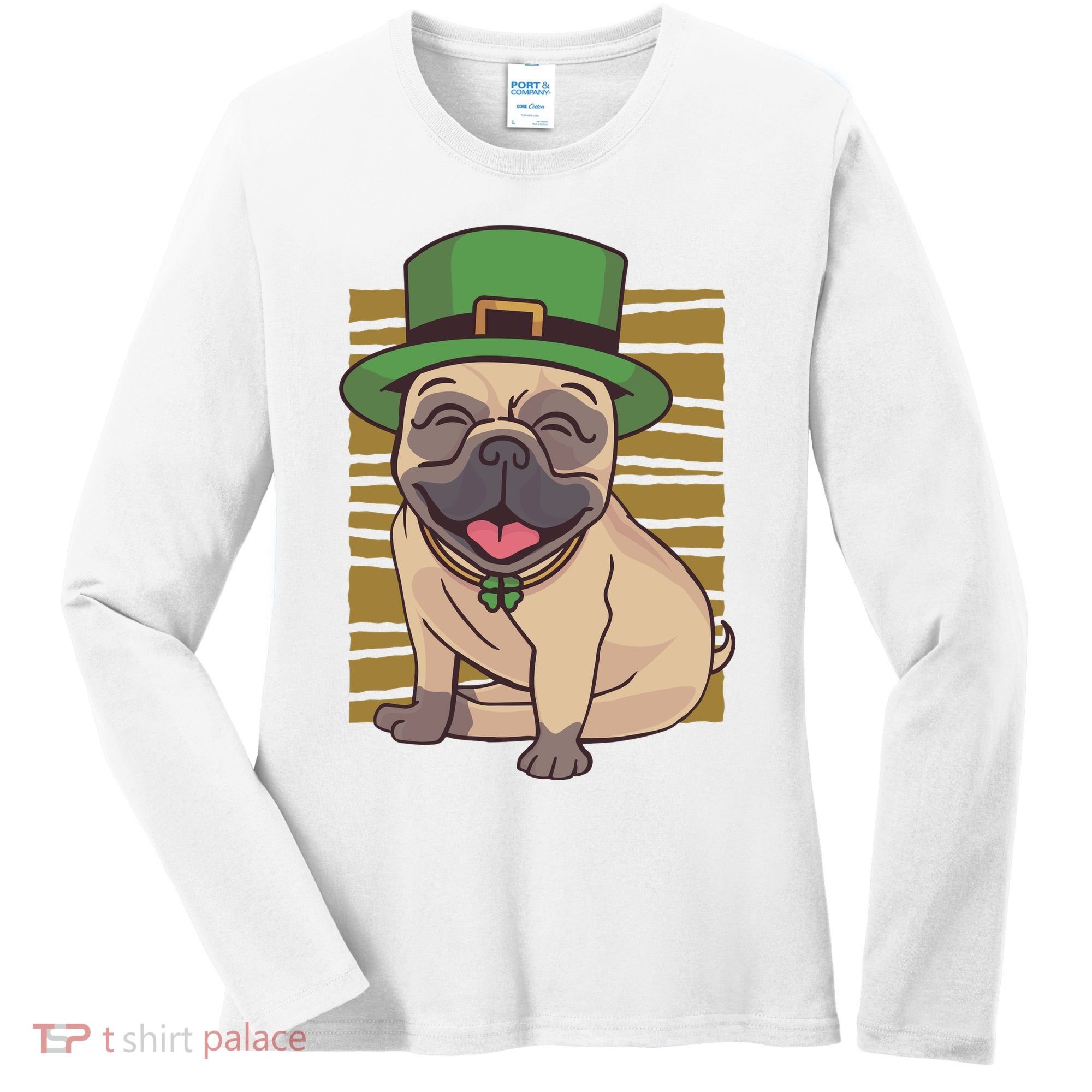 St Patricks Day Pug Women's Long Sleeve Shirt