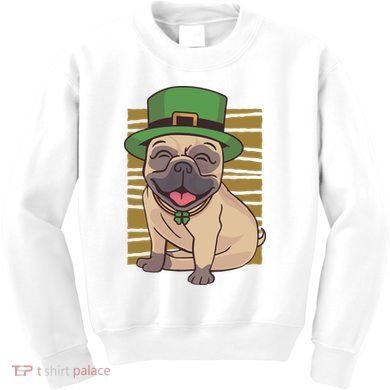 St Patricks Day Pug Kids Sweatshirt