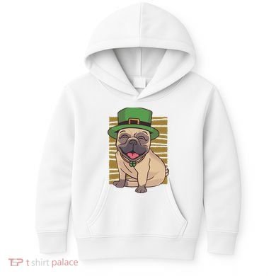 St Patricks Day Pug Kids Hoodie