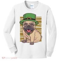 St Patricks Day Pug Kids Long Sleeve Shirt thumb 0
