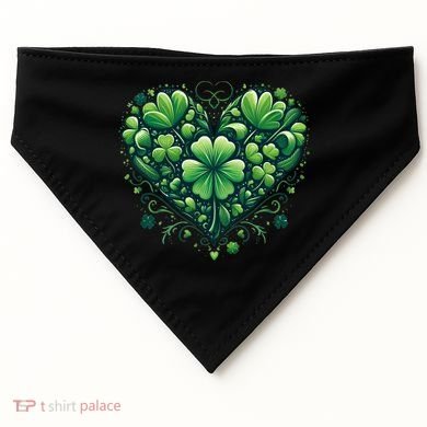 St Patrick's Day Shamrock Clover Heart USA-Made Doggie Bandana