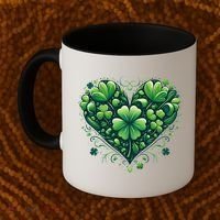 St Patrick's Day Shamrock Clover Heart Coffee Mug thumb 2