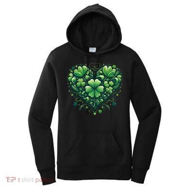 St Patrick's Day Shamrock Clover Heart Women's Hoodie