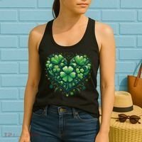 St Patrick's Day Shamrock Clover Heart Women's Tank Top thumb 2
