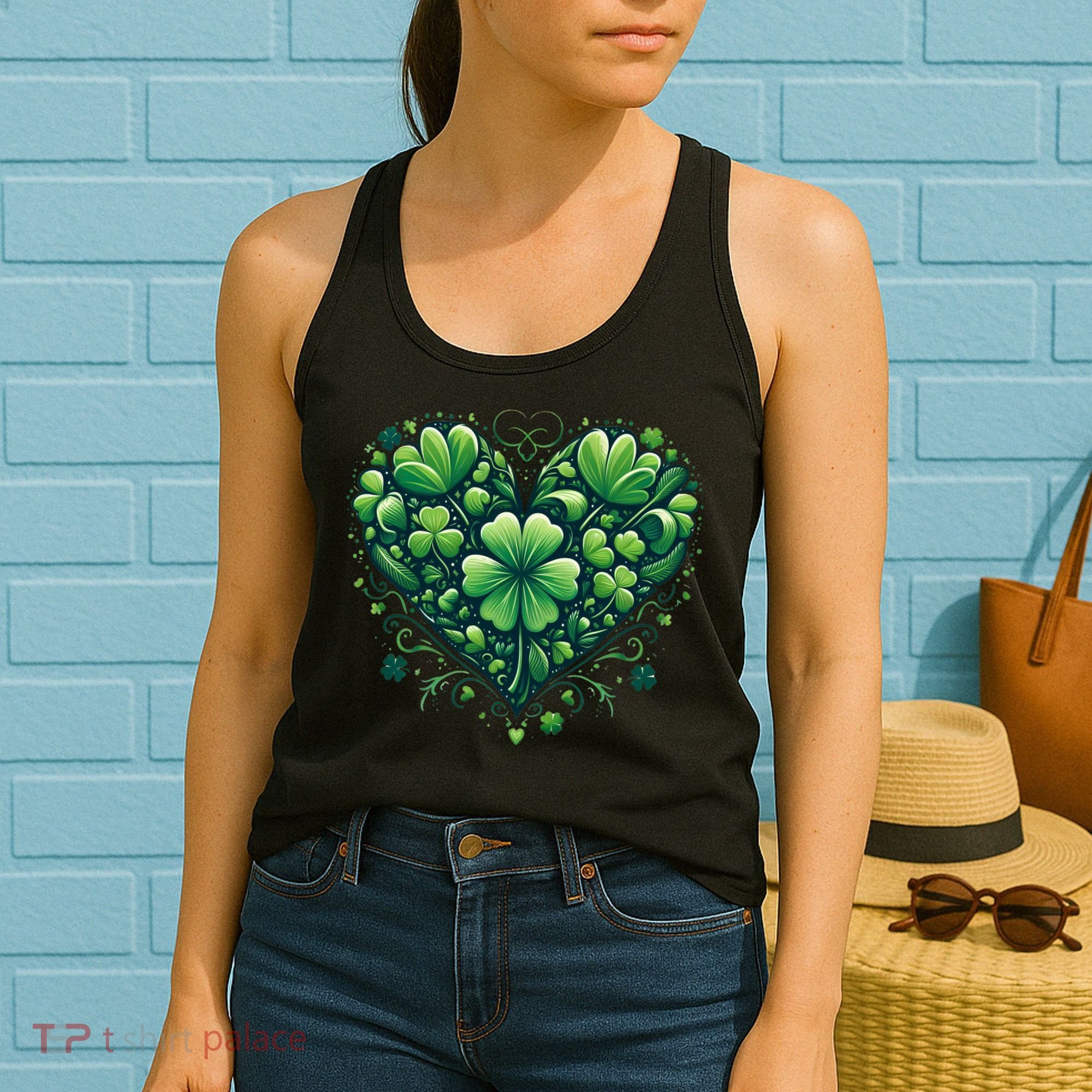 St Patrick's Day Shamrock Clover Heart Women's Tank Top