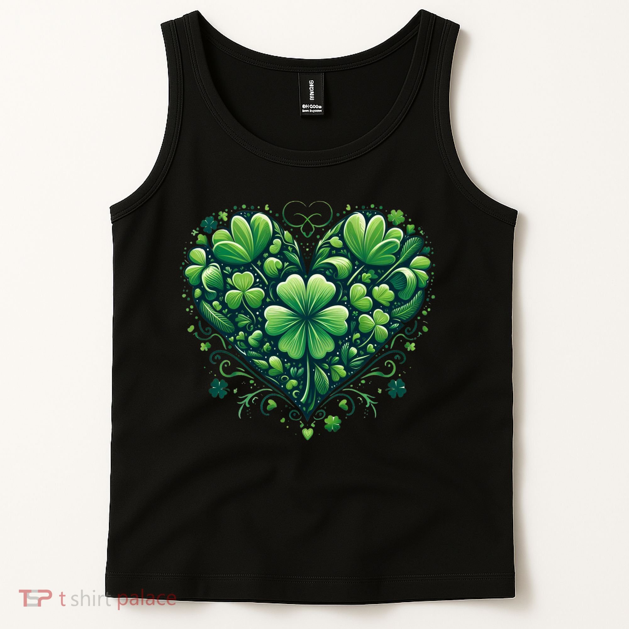 St Patrick's Day Shamrock Clover Heart Tank Top