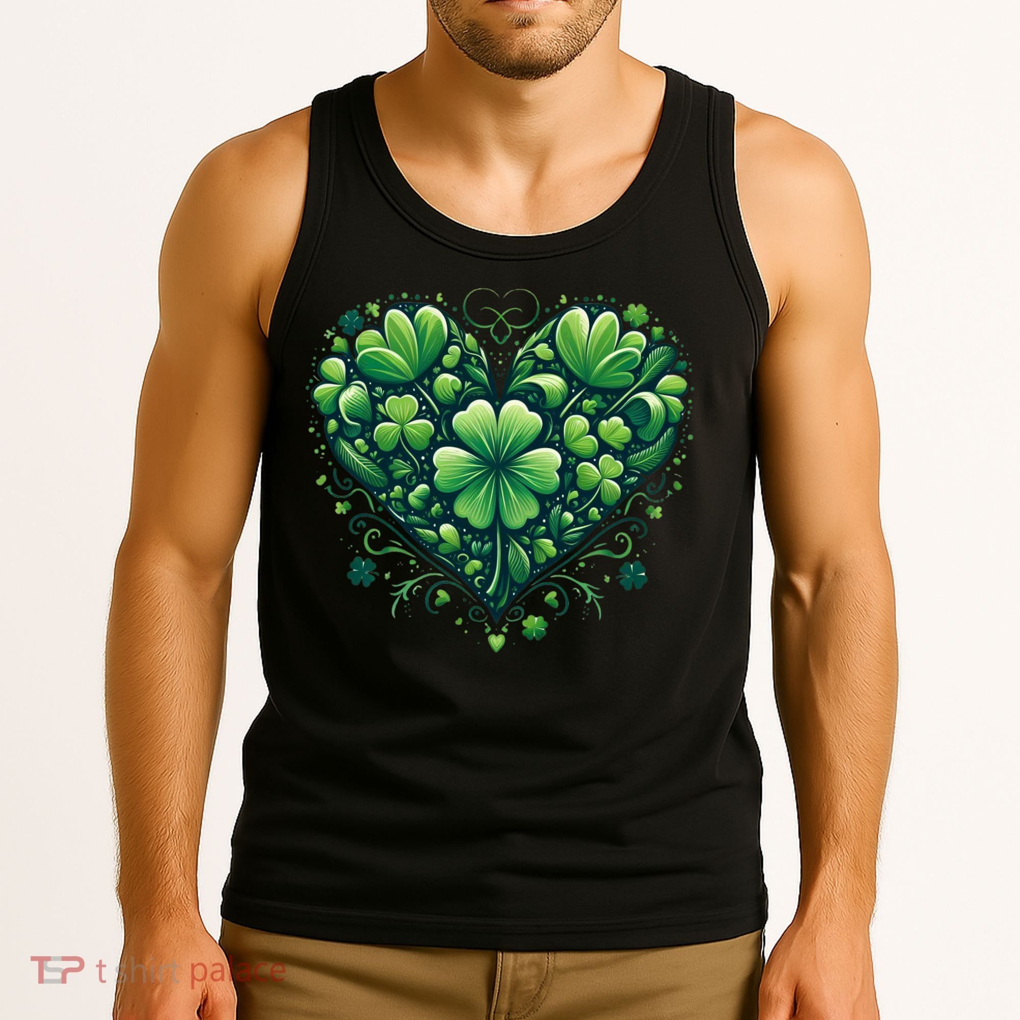 St Patrick's Day Shamrock Clover Heart Tank Top