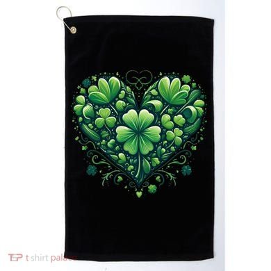 St Patrick's Day Shamrock Clover Heart Golf Towel
