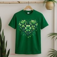 St Patrick's Day Shamrock Clover Heart T-Shirt thumb 2