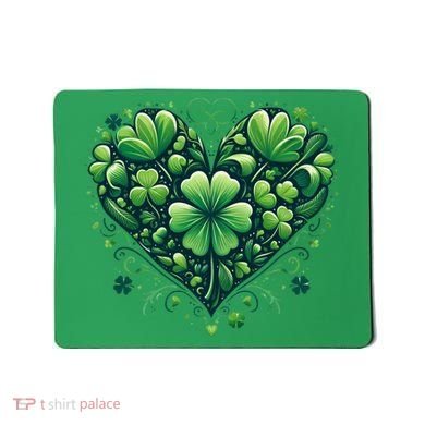 St Patrick's Day Shamrock Clover Heart Mousepad