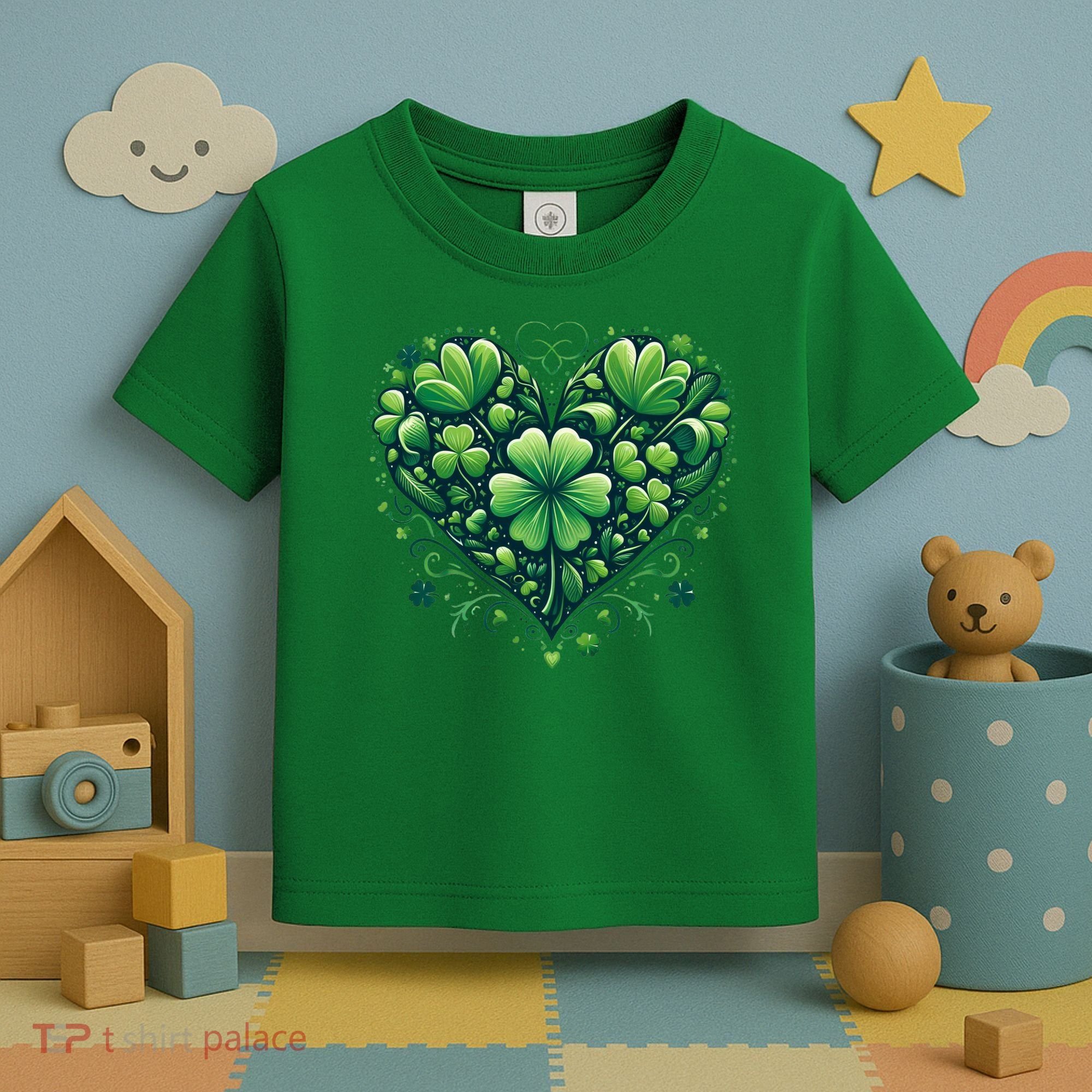 St Patrick's Day Shamrock Clover Heart Toddler T-Shirt