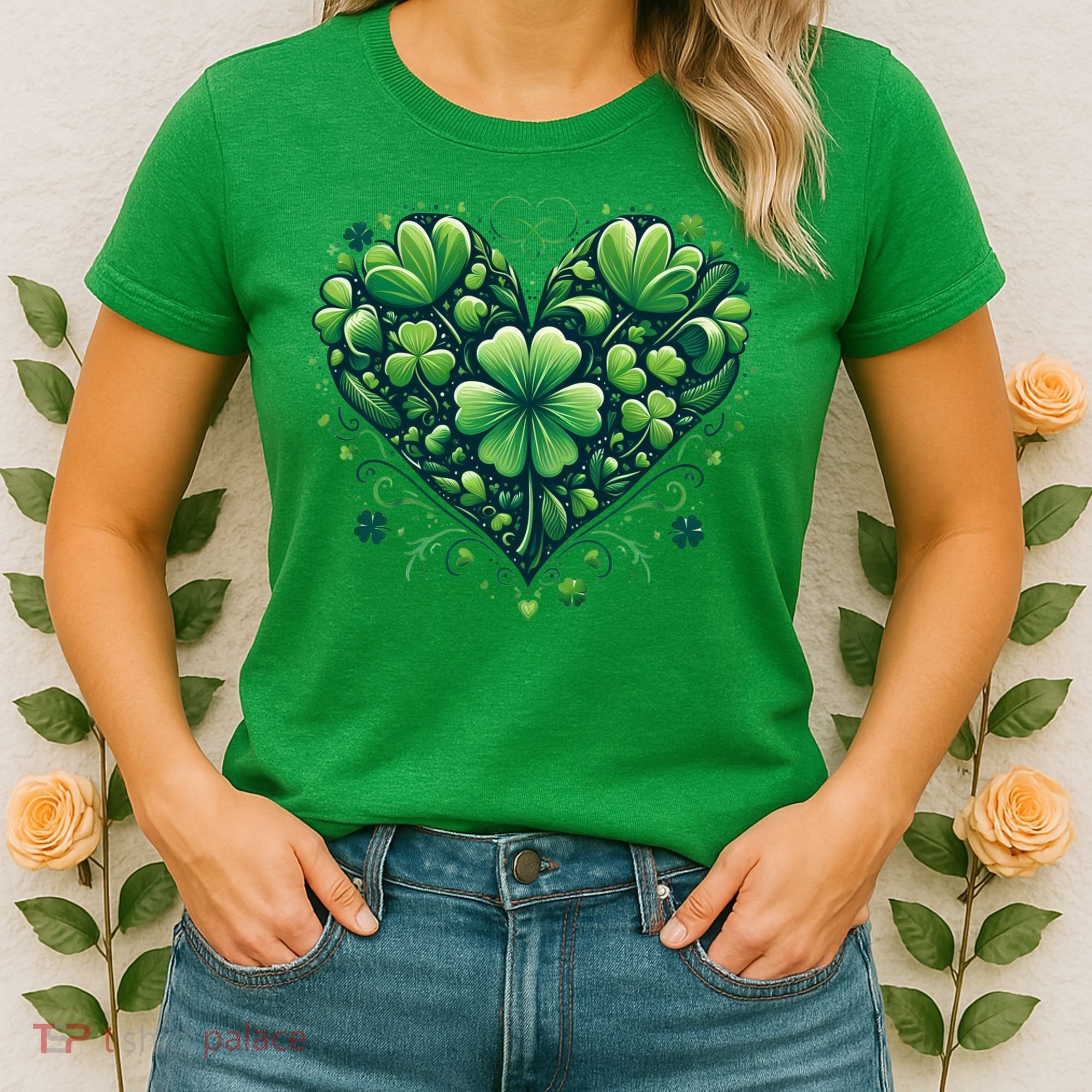 St Patrick's Day Shamrock Clover Heart Women's T-Shirt