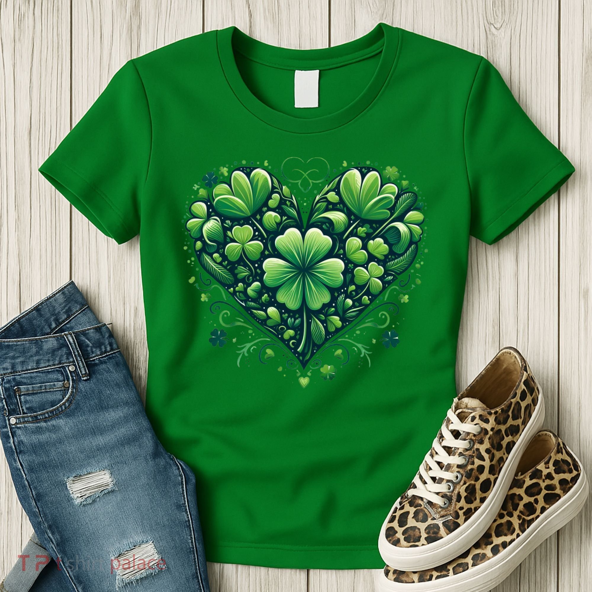 St Patrick's Day Shamrock Clover Heart Women's T-Shirt