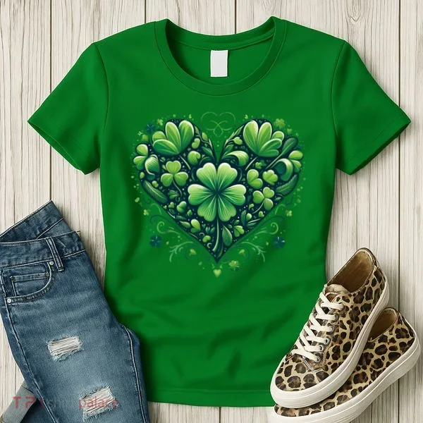 St Patrick's Day Shamrock Clover Heart Women's T-Shirt