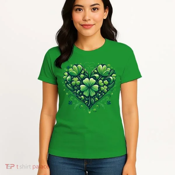 St Patrick's Day Shamrock Clover Heart Women's T-Shirt