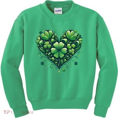 St Patrick's Day Shamrock Clover Heart Kids Sweatshirt