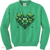 St Patrick's Day Shamrock Clover Heart Kids Sweatshirt thumb 0