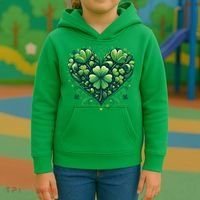 St Patrick's Day Shamrock Clover Heart Kids Hoodie thumb 3