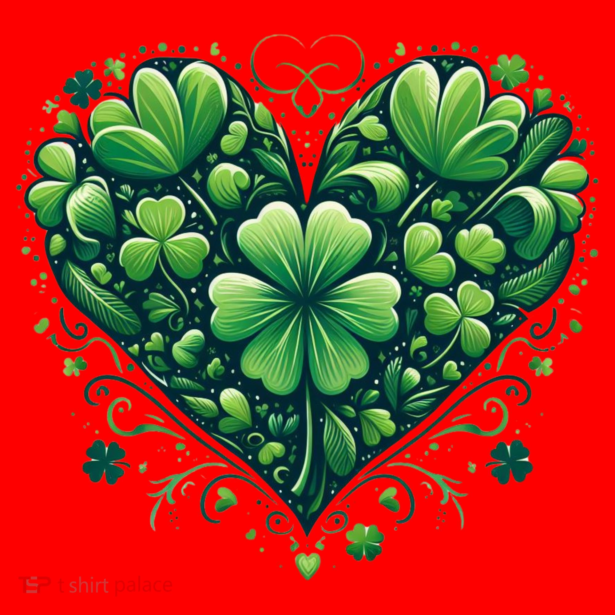 St Patrick's Day Shamrock Clover Heart Santa Hat