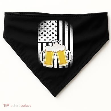 St. Patricks Day Beer Shamrock American Flag USA-Made Doggie Bandana