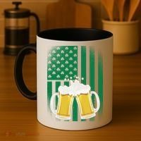 St. Patricks Day Beer Shamrock American Flag Coffee Mug thumb 4