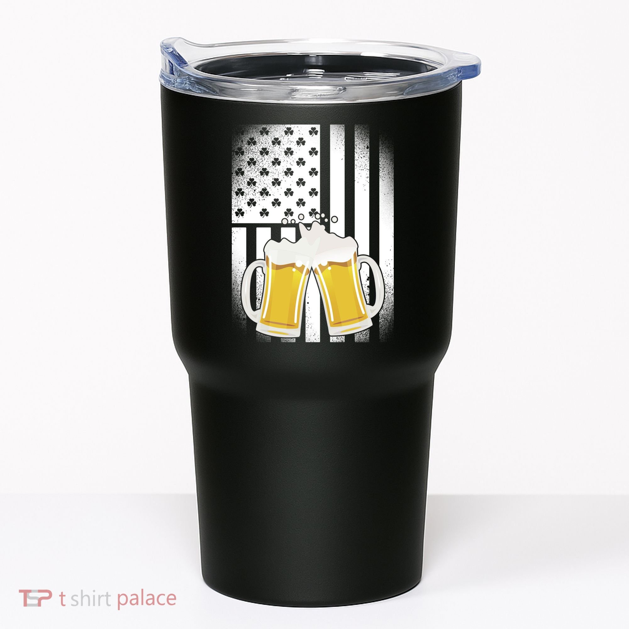 St. Patricks Day Beer Shamrock American Flag Tumbler