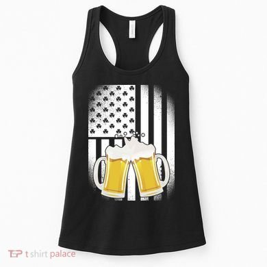 St. Patricks Day Beer Shamrock American Flag Women's Tank Top