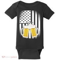 St. Patricks Day Beer Shamrock American Flag Baby Bodysuit thumb 0