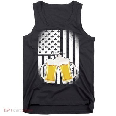 St. Patricks Day Beer Shamrock American Flag Tank Top