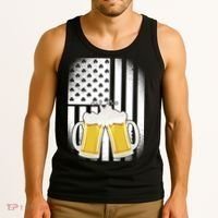 St. Patricks Day Beer Shamrock American Flag Tank Top thumb 3