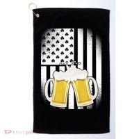 St. Patricks Day Beer Shamrock American Flag Golf Towel thumb 0