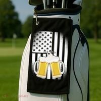St. Patricks Day Beer Shamrock American Flag Golf Towel thumb 2