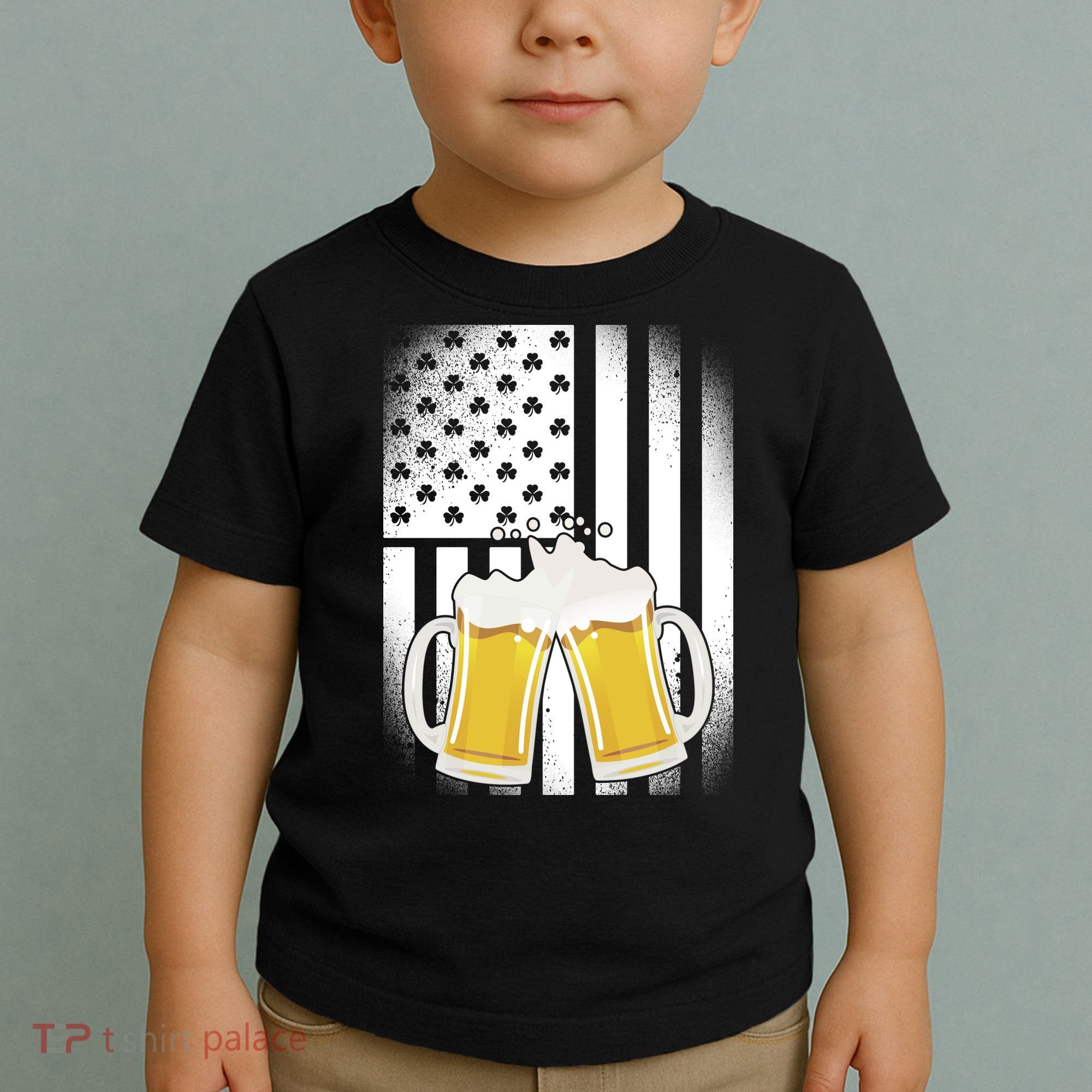 St. Patricks Day Beer Shamrock American Flag Toddler T-Shirt