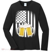 St. Patricks Day Beer Shamrock American Flag Women's Long Sleeve Shirt thumb 0