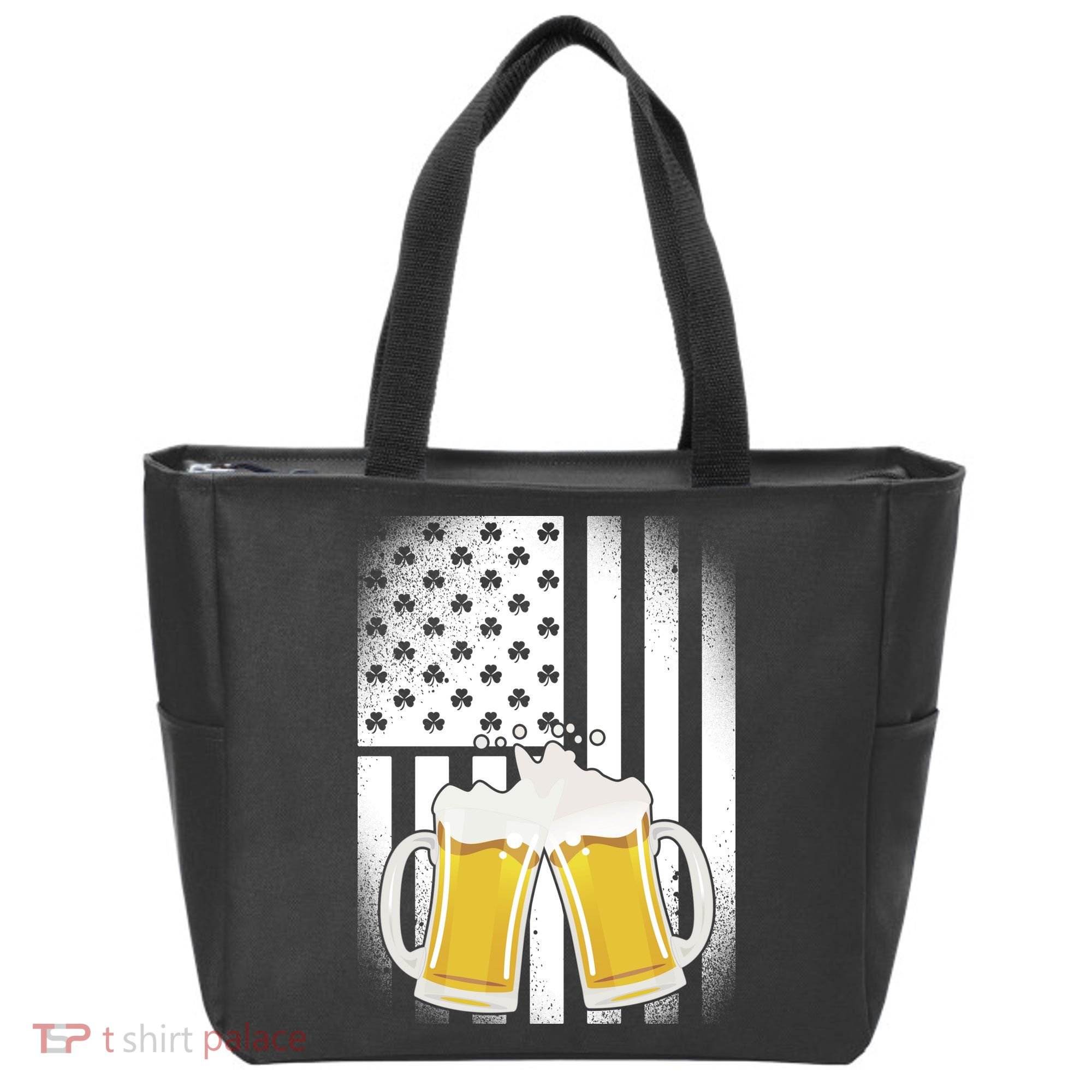 St. Patricks Day Beer Shamrock American Flag Tote Bag