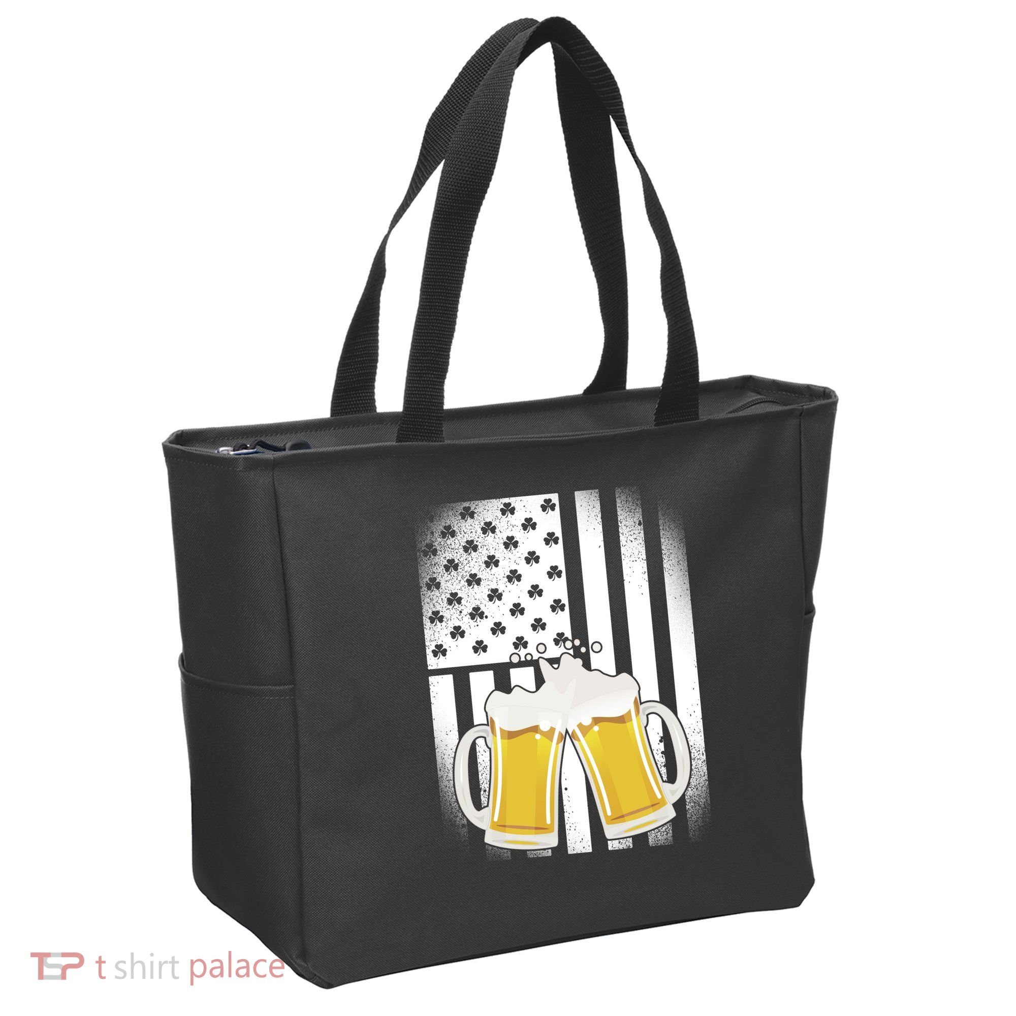 St. Patricks Day Beer Shamrock American Flag Tote Bag