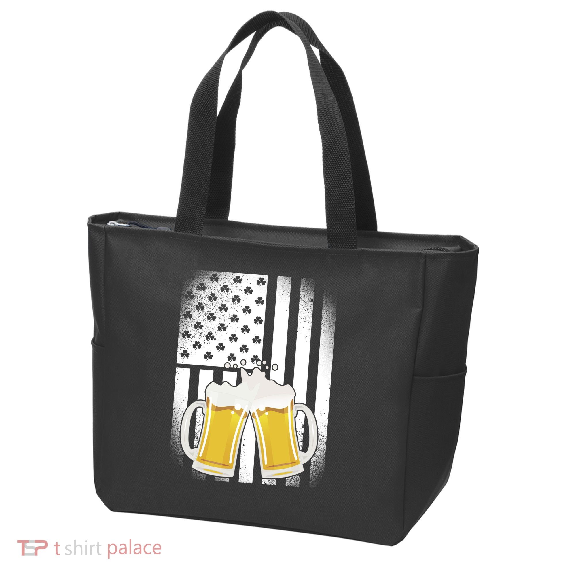 St. Patricks Day Beer Shamrock American Flag Tote Bag