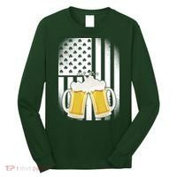 St. Patricks Day Beer Shamrock American Flag Long Sleeve Shirt thumb 0