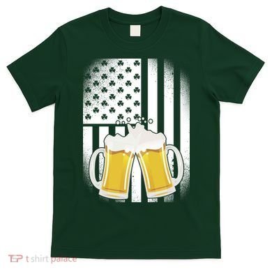 St. Patricks Day Beer Shamrock American Flag T-Shirt