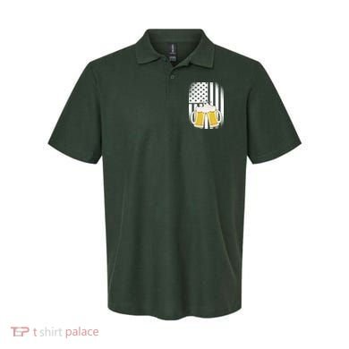 St. Patricks Day Beer Shamrock American Flag Polo