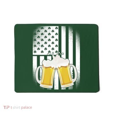 St. Patricks Day Beer Shamrock American Flag Mousepad