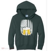 St. Patricks Day Beer Shamrock American Flag Kids Hoodie thumb 0