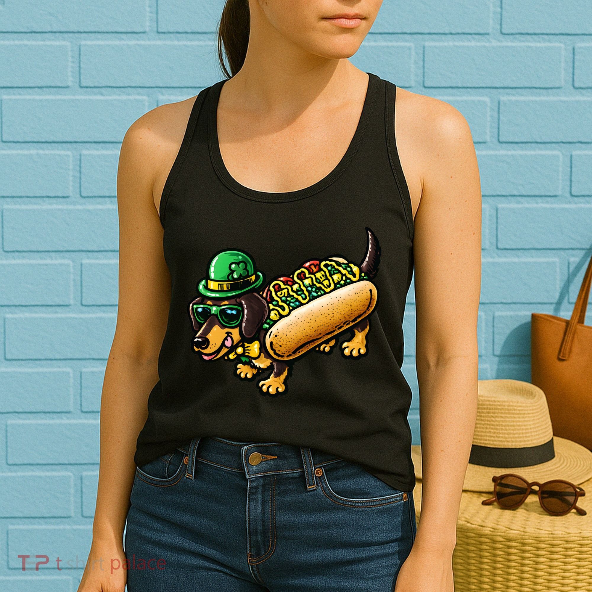 St Patricks Day Chicago Irish Dog Funny Cute Women's Tank Top