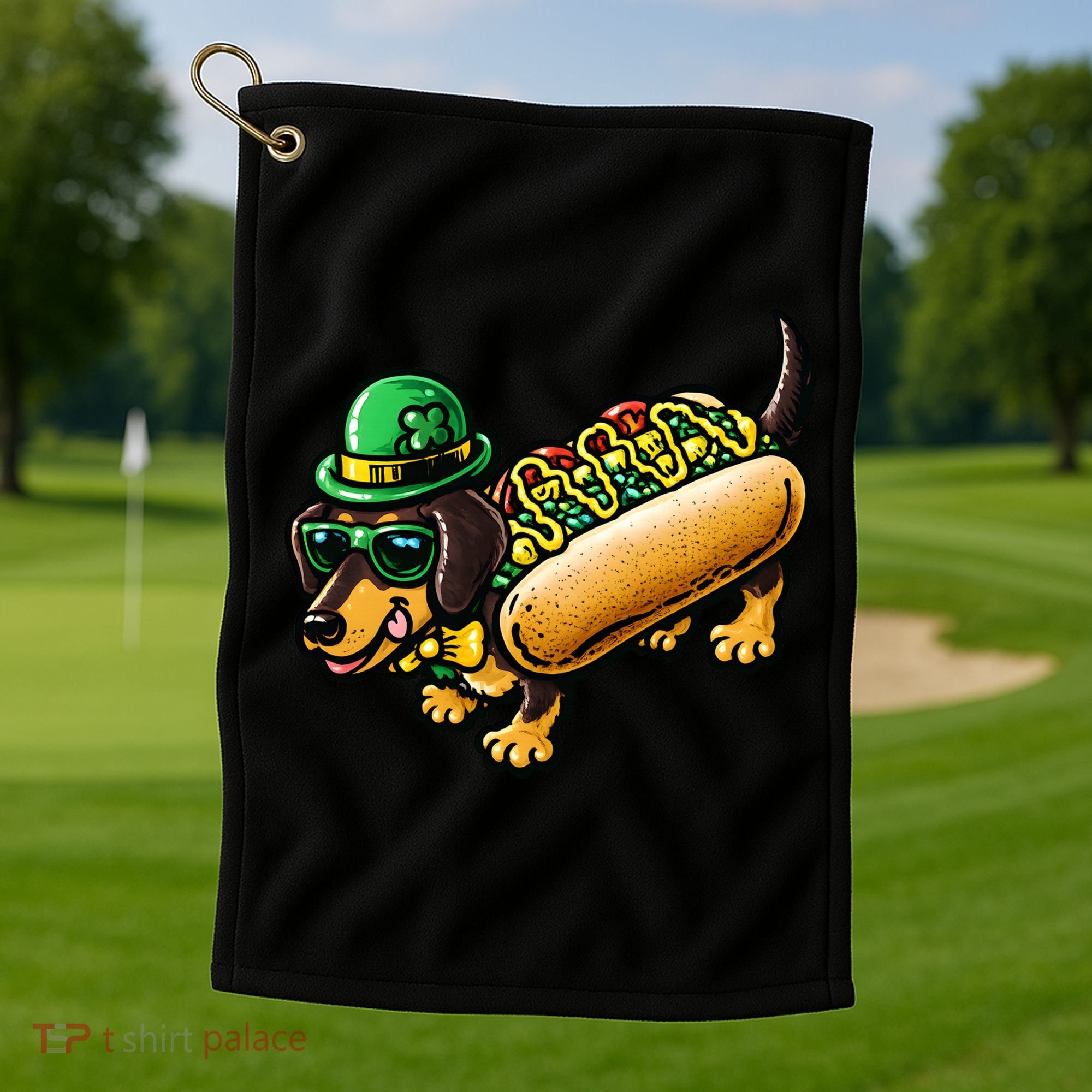 St Patricks Day Chicago Irish Dog Funny Cute Golf Towel