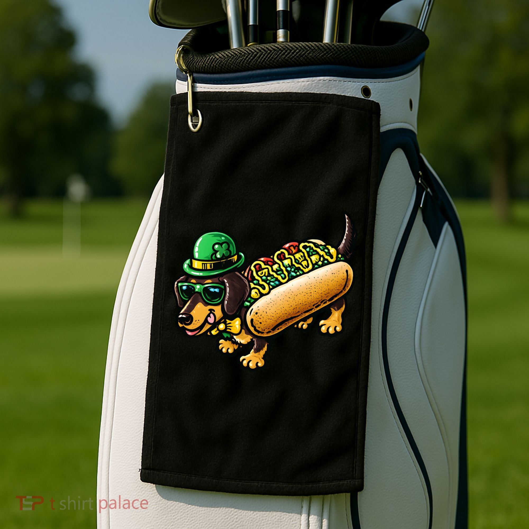 St Patricks Day Chicago Irish Dog Funny Cute Golf Towel