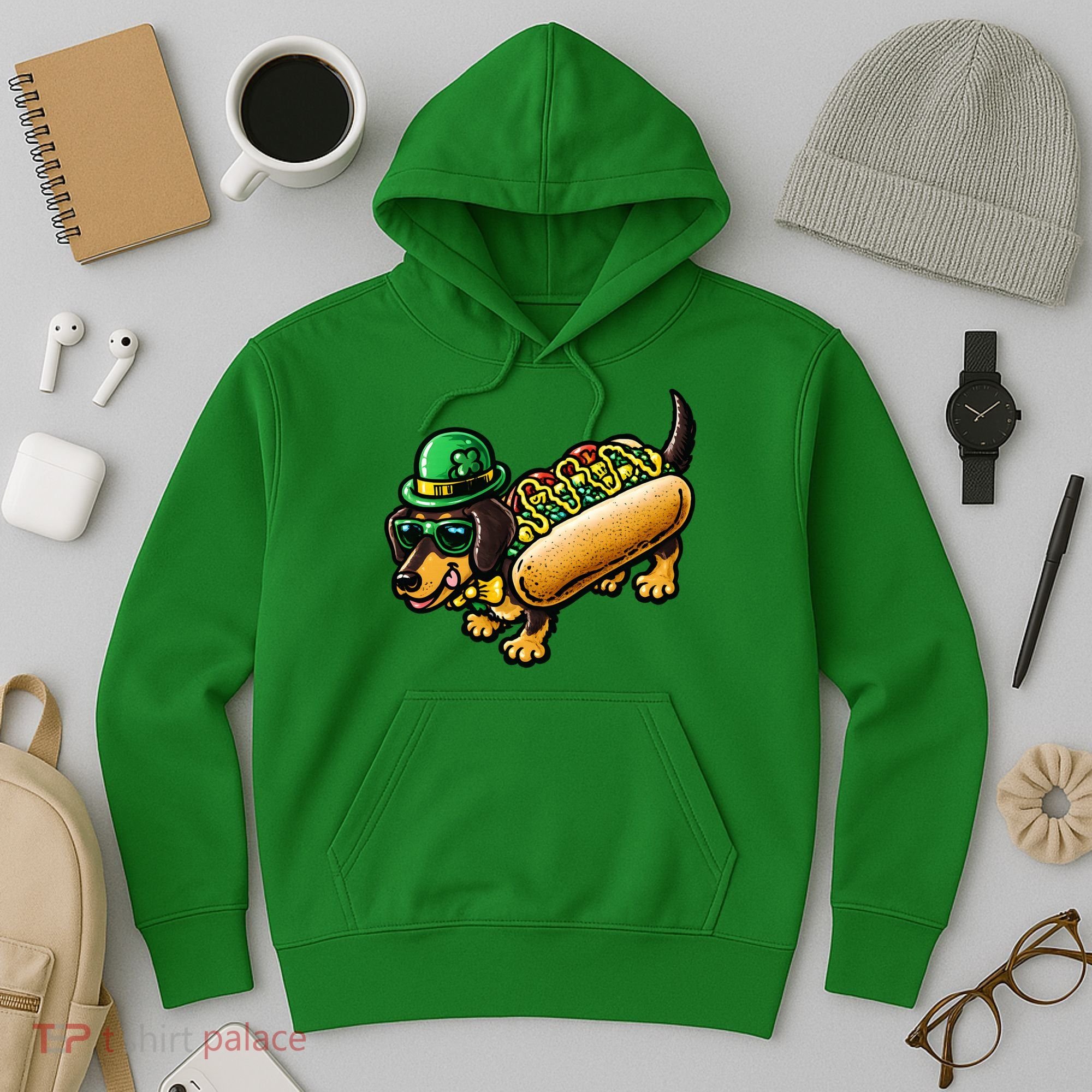 St Patricks Day Chicago Irish Dog Funny Cute Hoodie