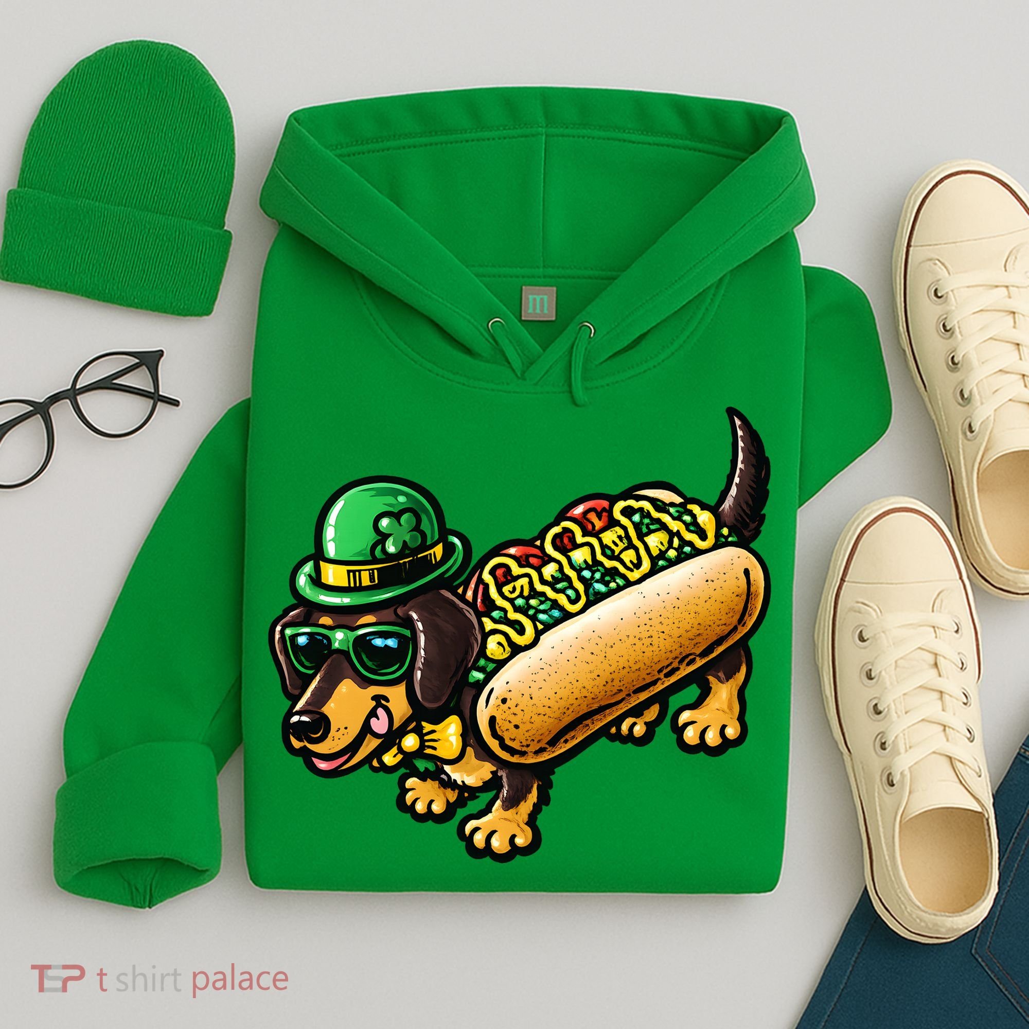 St Patricks Day Chicago Irish Dog Funny Cute Hoodie