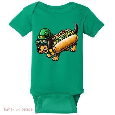 St Patricks Day Chicago Irish Dog Funny Cute Baby Bodysuit