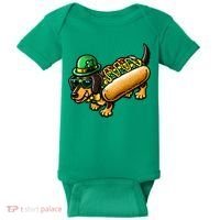 St Patricks Day Chicago Irish Dog Funny Cute Baby Bodysuit thumb 0